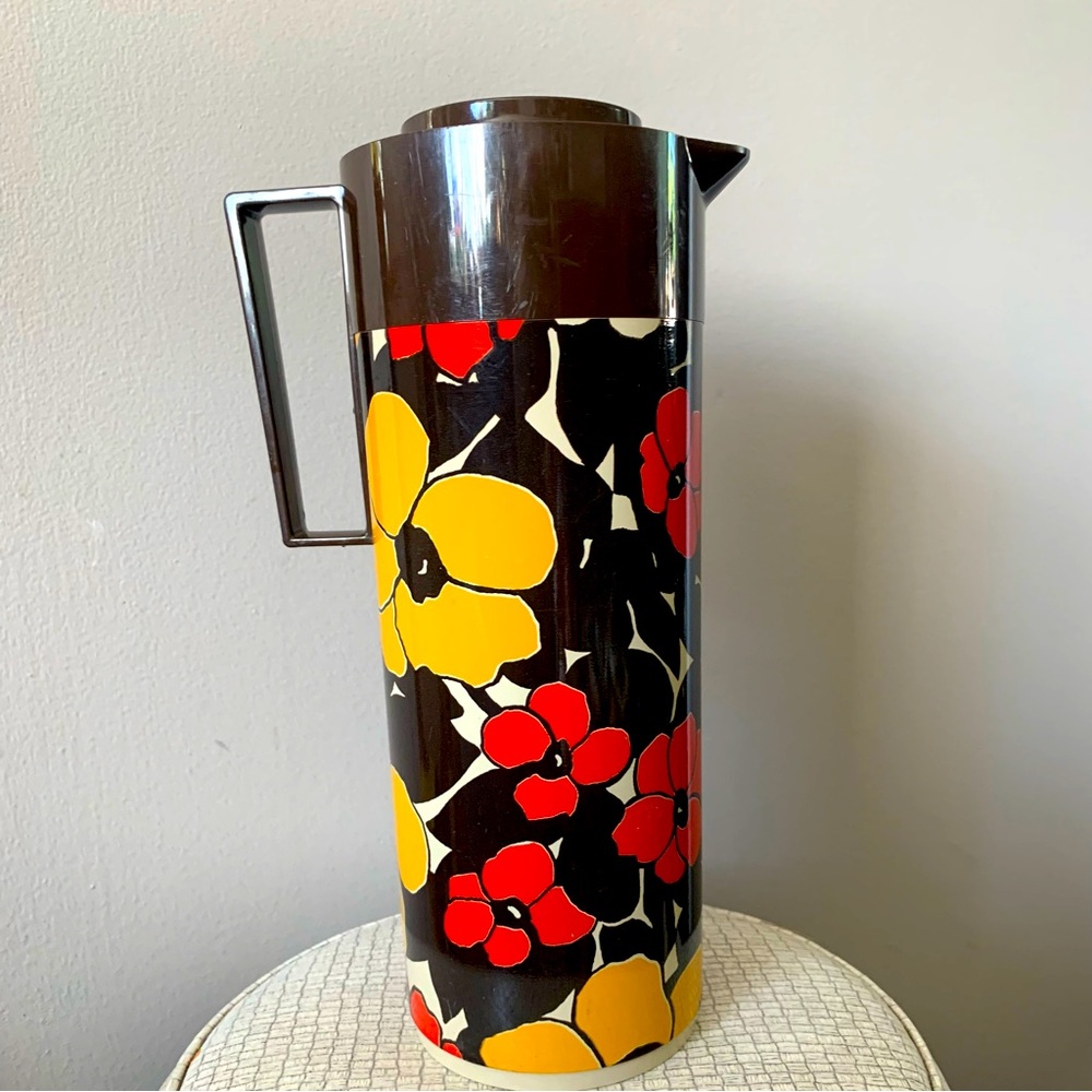 Vintage Aladdin Beverage Butler with orange and yellow floral print